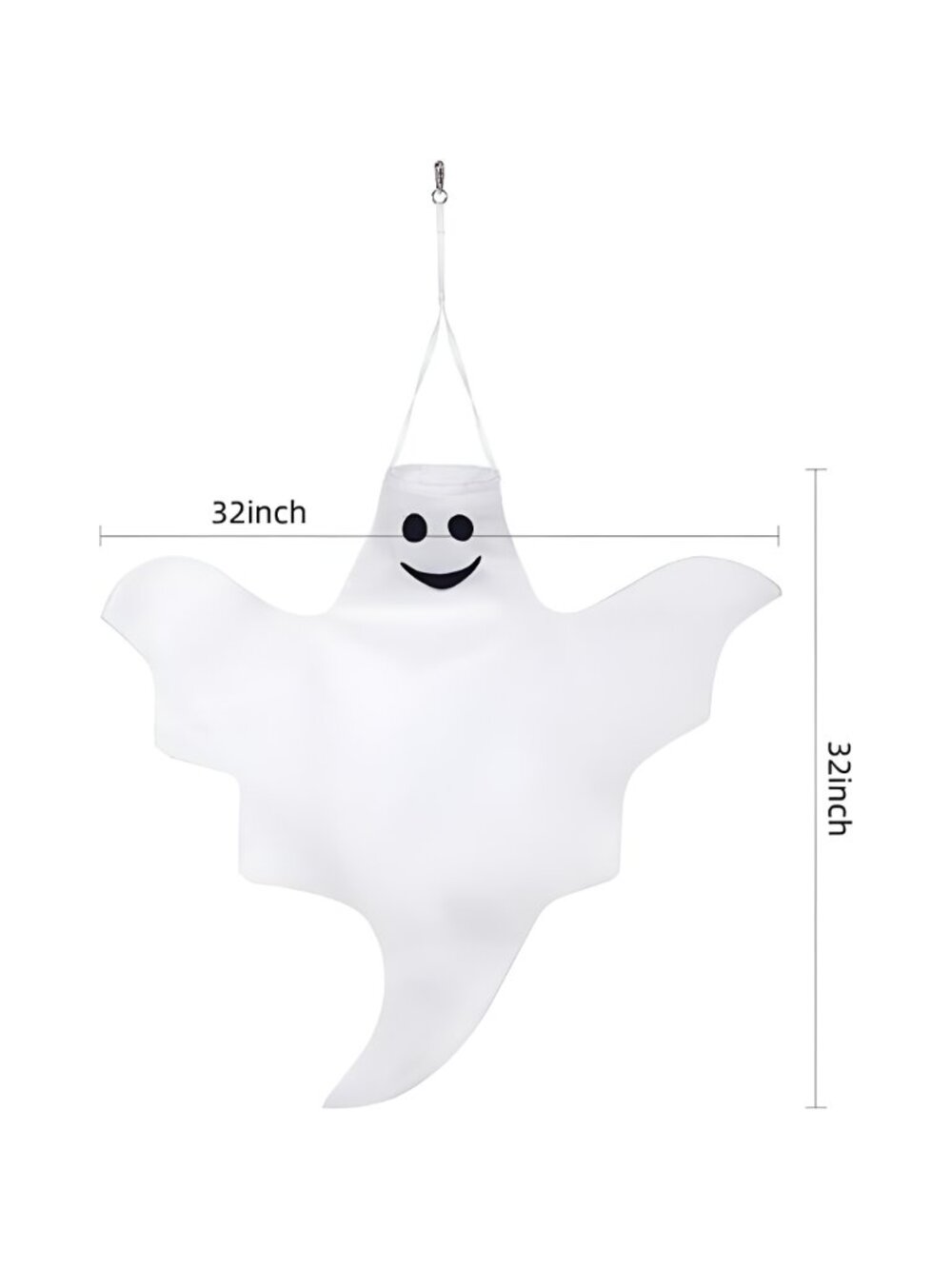 32 Inch Outdoor Halloween Ghost Tree Hanging Windsock White Flying Ghost (2 Pcs) - Picture 2 of 8
